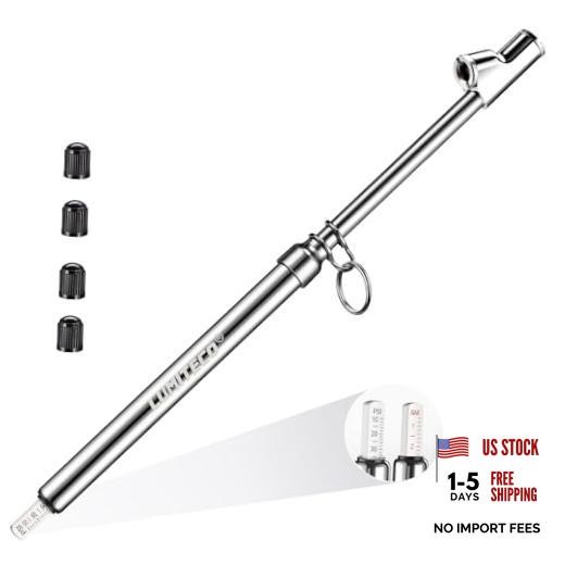 Dual Head Tire Pressure Gauge, Heavy Duty Extension Air 1 Pack Titanium Silver