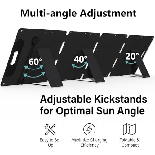 Portable Solar Panel 120W for Power Station, Foldable Solar Charger, Dark Gray