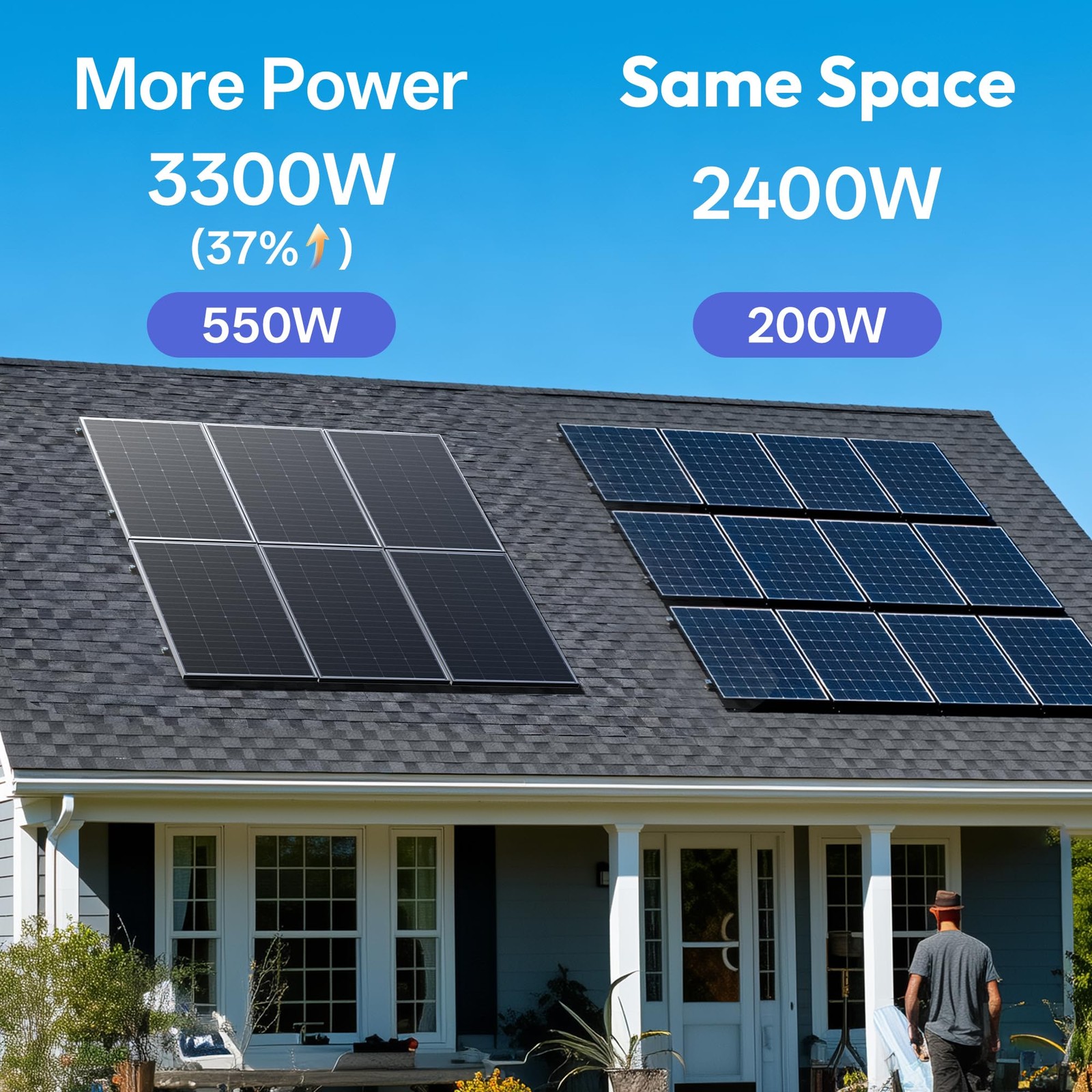 JJN 550 Watt Bifacial Solar Panels 2PCS,12/24/48 Volt 1100 Watt Solar Panel,M…