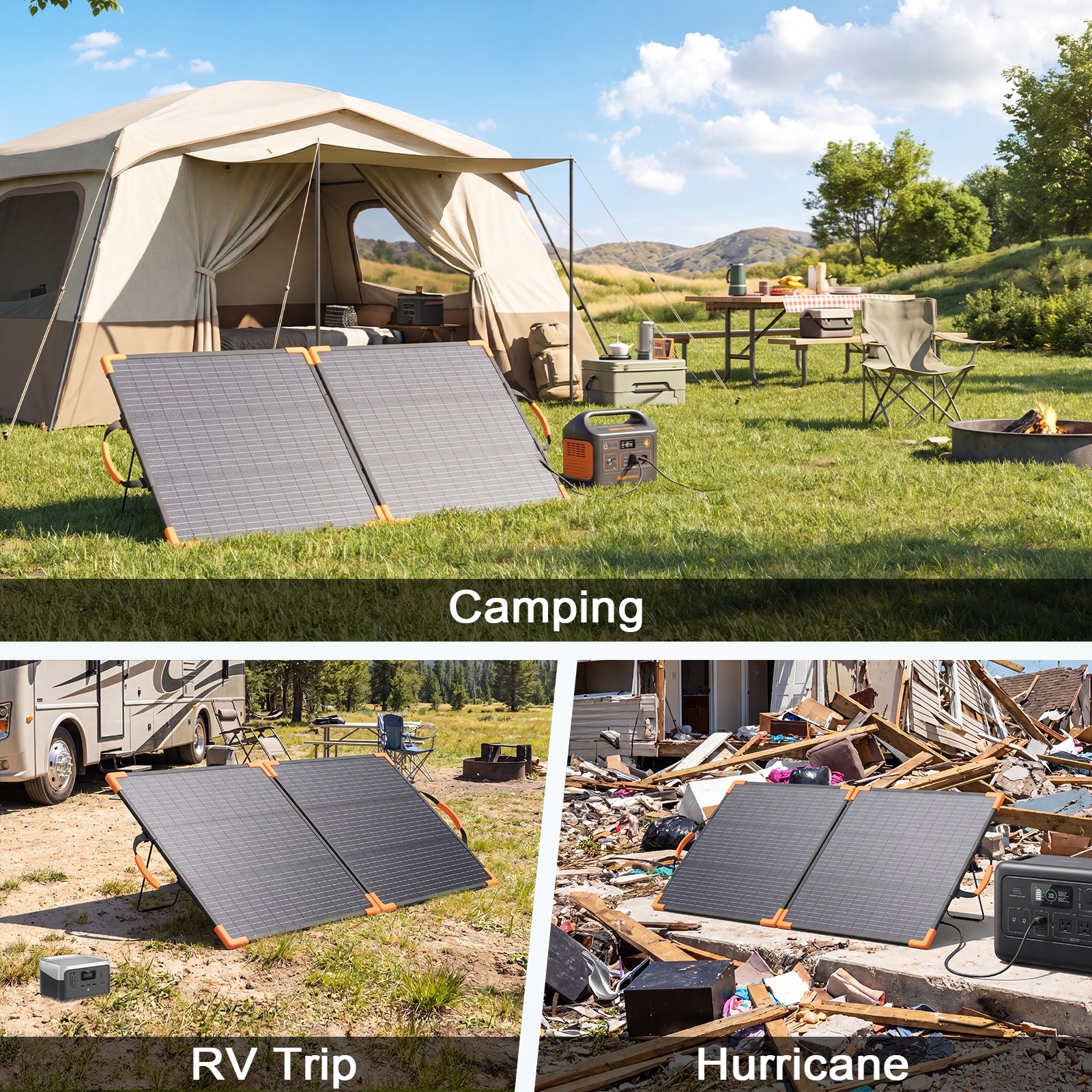 100W Foldable Solar Panel Charger Bifacial Waterproof IP68 for Anker Solix C300