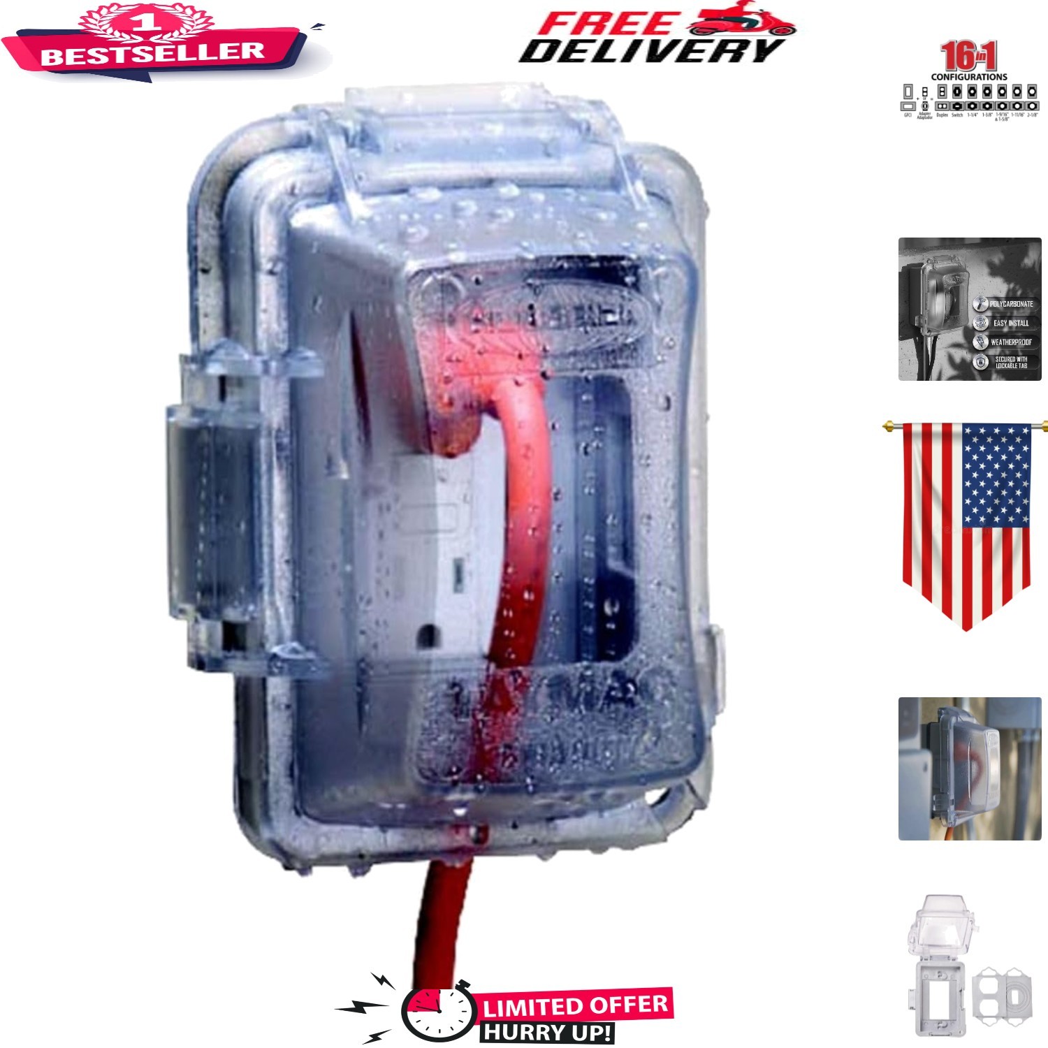 High-Impact Polycarbonate Extra Duty Weatherproof Cover for Outdoor Use 2.75″