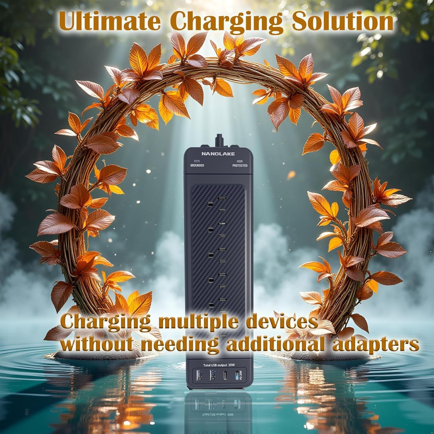 Surge Protector Power Strip 10ft Cord/High Joules Surge Protection 4800J /Hea…