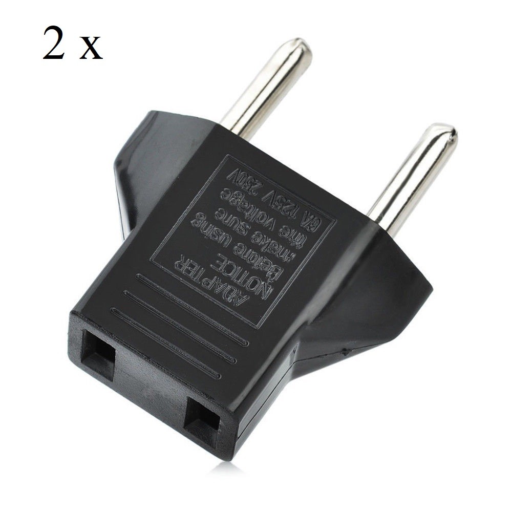 2 x European Euro EU to US USA Travel Wall Power Plug Outlet Converter Adapter