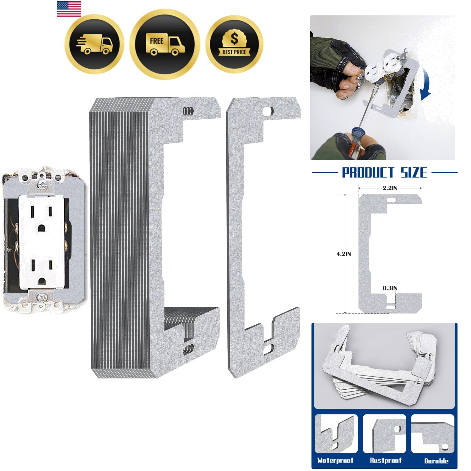 20 Pcs Wall Plate Spacer- Metal Flush Fit Device Leveling Plates- Receptacle …