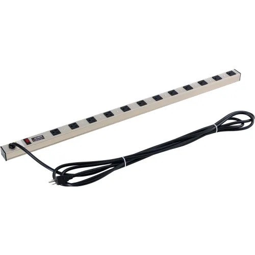Global Industrial 812419 35″ 12-Outlet Aluminum Surge Protector Power Strip New