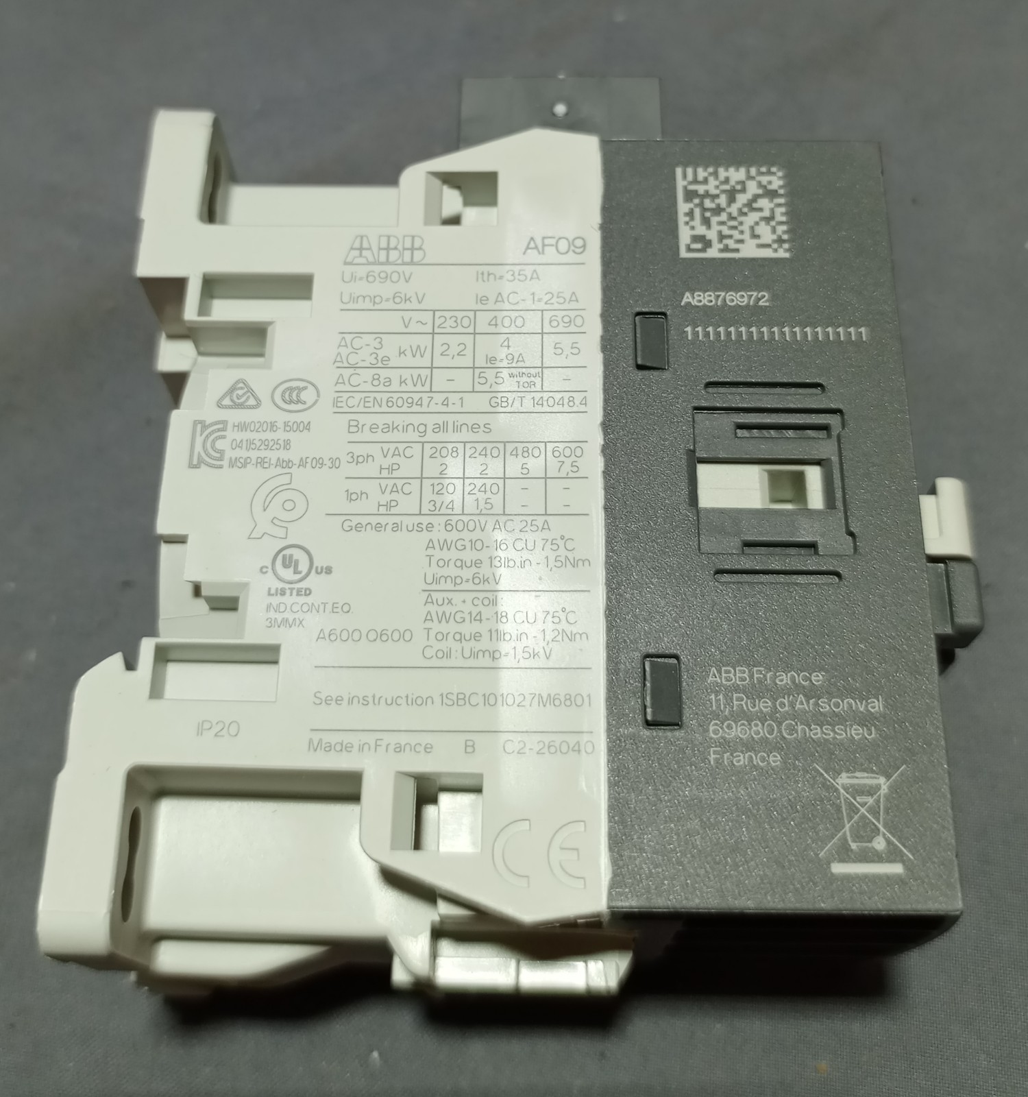 ABB 1SBL137001R1110 AF09-30-10-11 24-60V 50/60 Hz