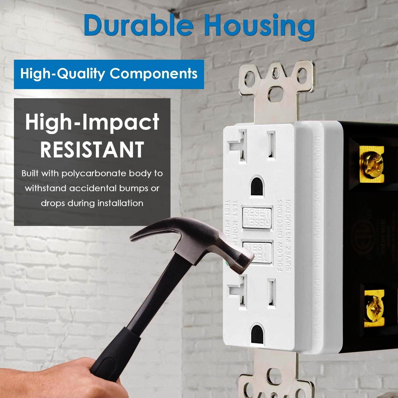GFCI Outlet 20 Amp Decor Wall Receptacles LED Indicator Commercial Grade Non-TR