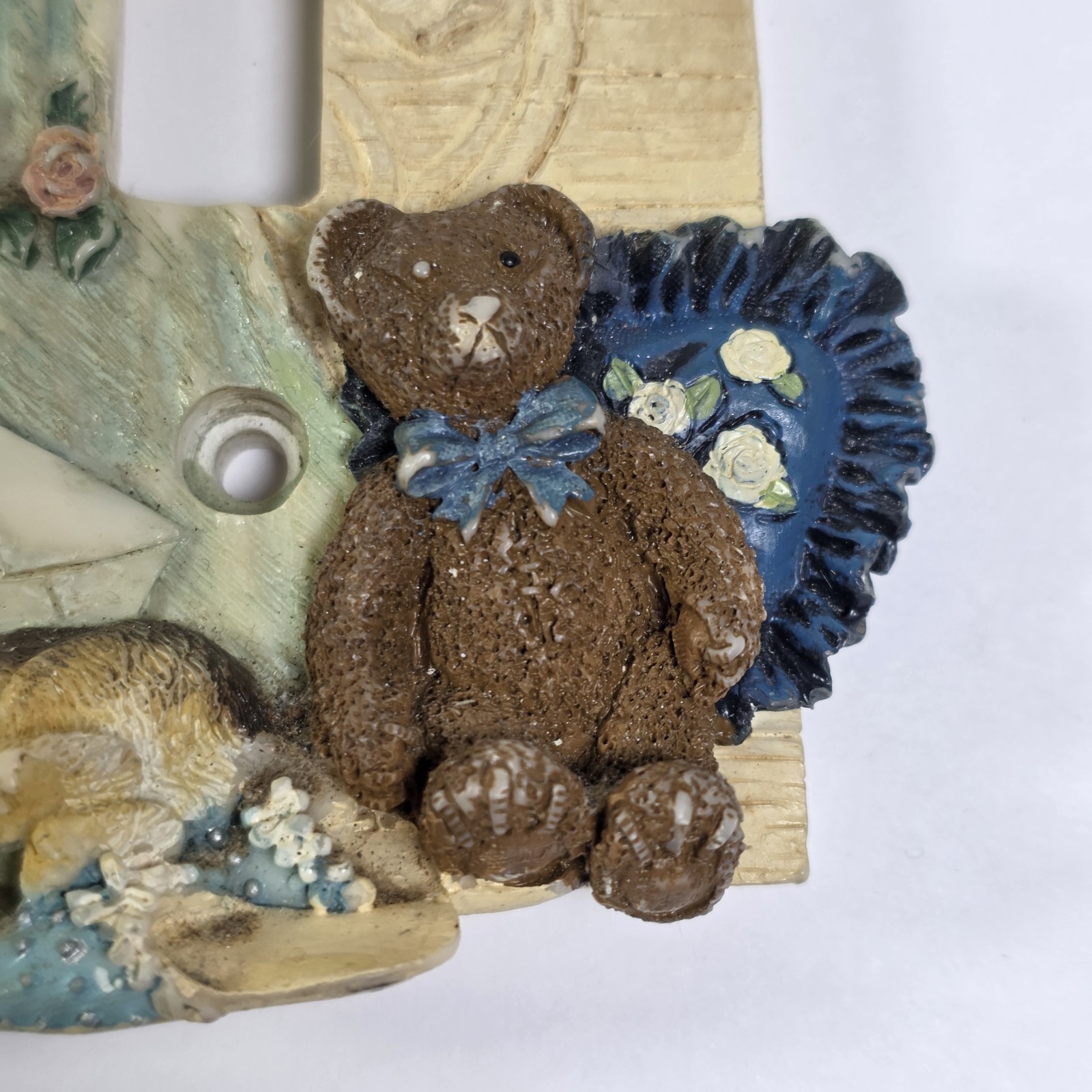 Vintage Resin Victorian Dress Light Switch Cover Teddy Bear Cat Floral Decor