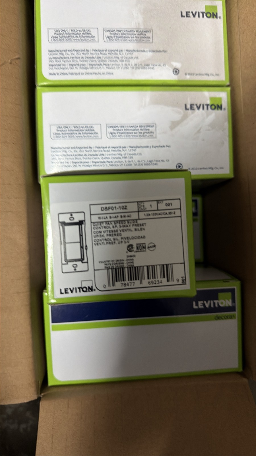 Leviton Decora Fan Speed Control DSF01-10Z 1.5A 3-Way Preset lot of 10