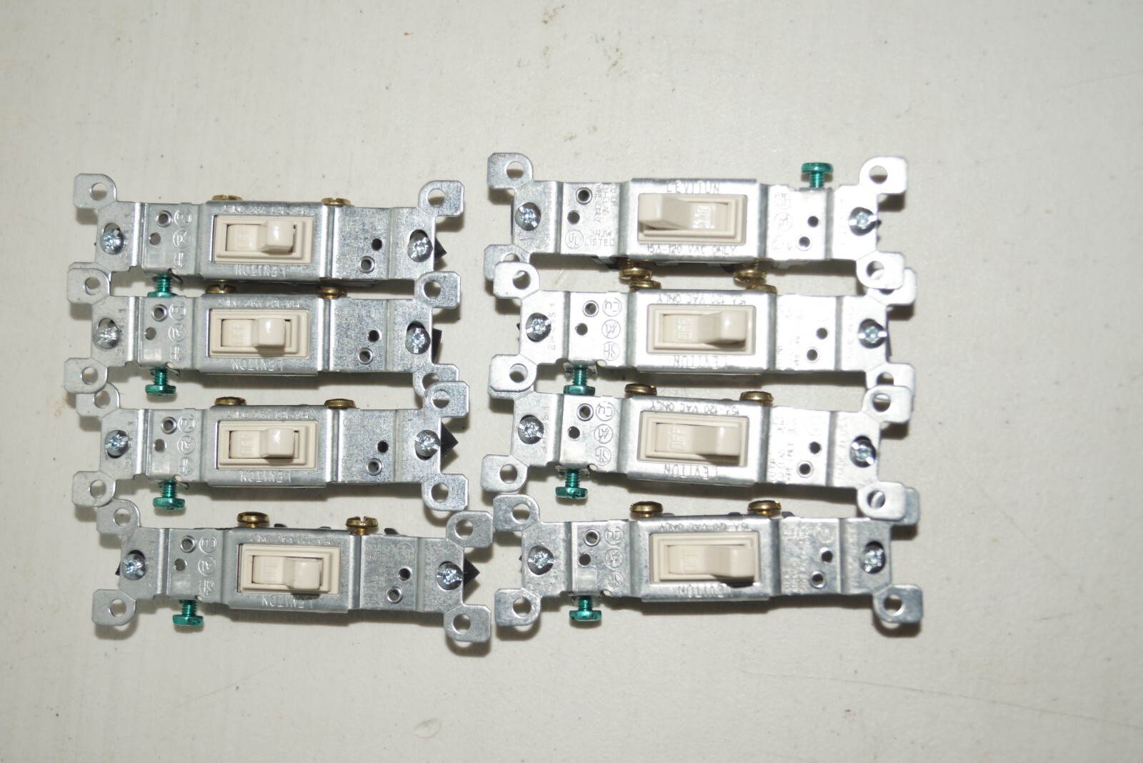 Lot Of 8 Leviton 1451-2WM White 15A-120V AC/CA Light Switches