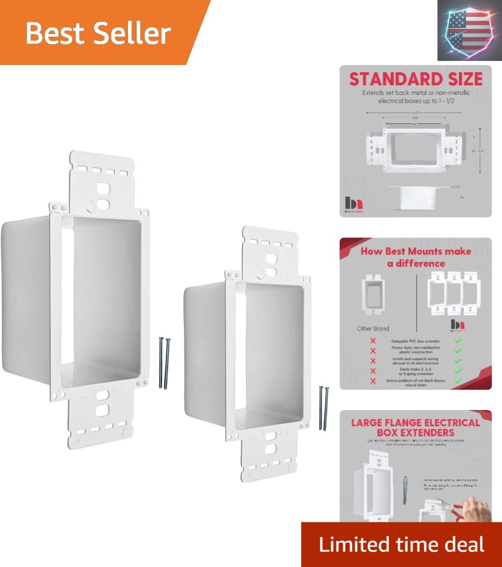 – 2 Pack Electrical Power Outlet Box Extender Kit – Single Gang Box Extender …
