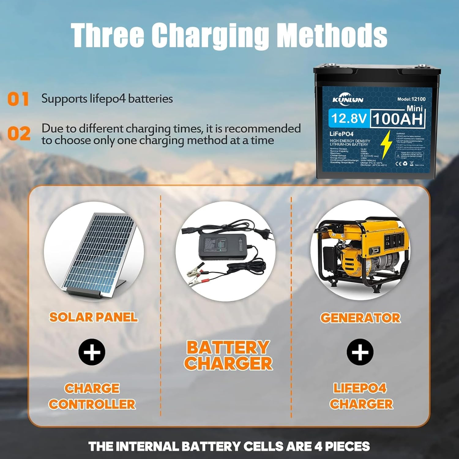 12V 100AH LiFePO4 Lithium Battery Deep Cycle BMS for Solar Panel RV Off-grid -US