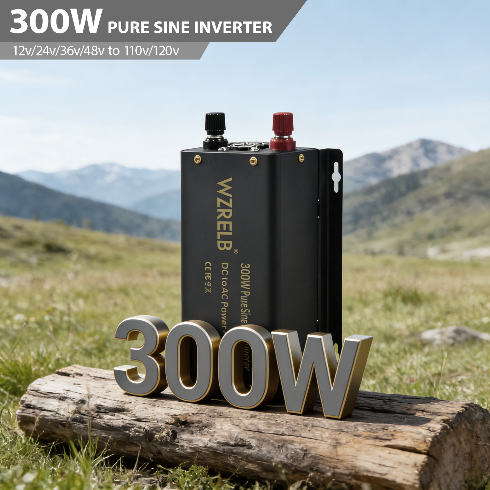 300W Pure Sine Wave Power Inverter 24V to 110V/120V DC to AC 60HZ LCD camp rv