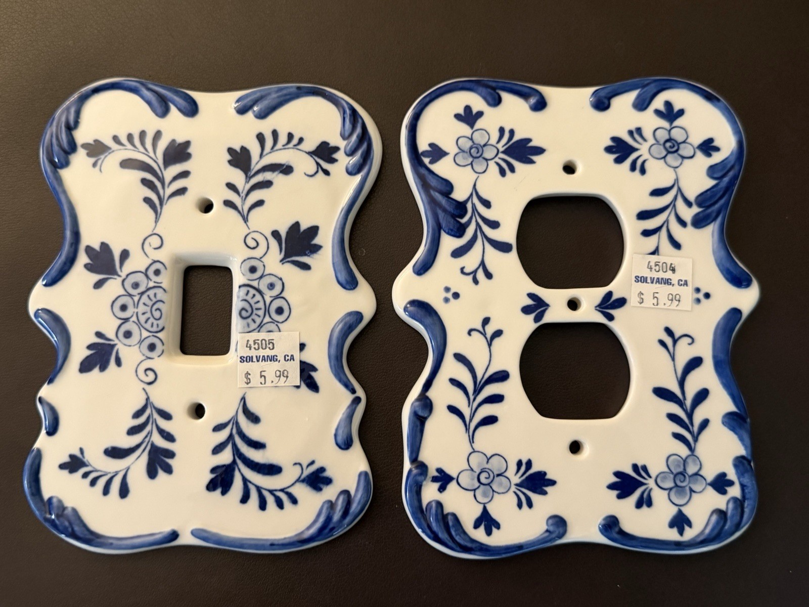 Vintage Delft Blue Hand-Painted Ceramic Outlet Cover Plates Cottage Core Vibes