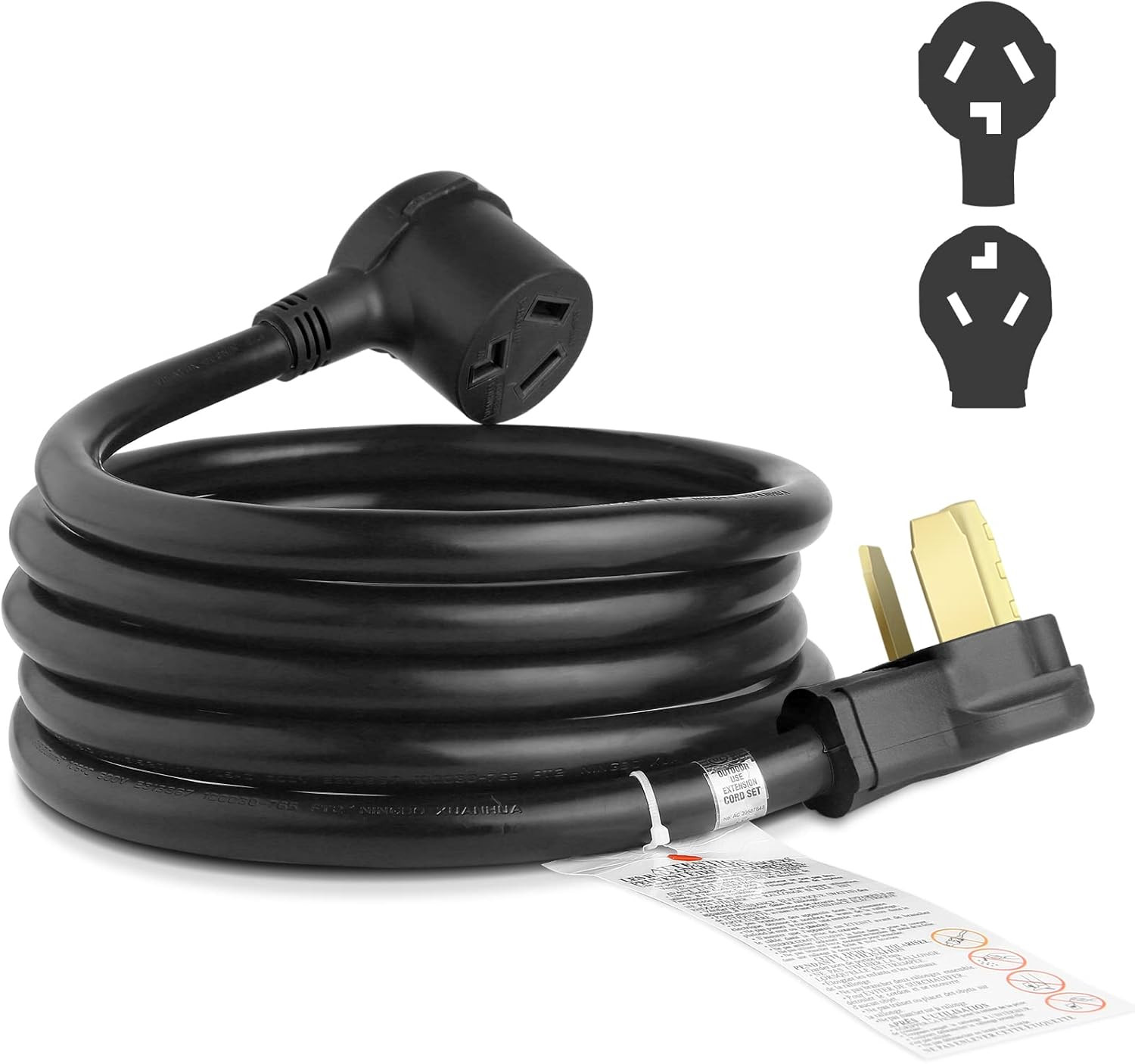 10FT 3 Prong Dryer Extension Cord, 30 Amp NEMA 10-30P to 10-30R EV Extension Cor
