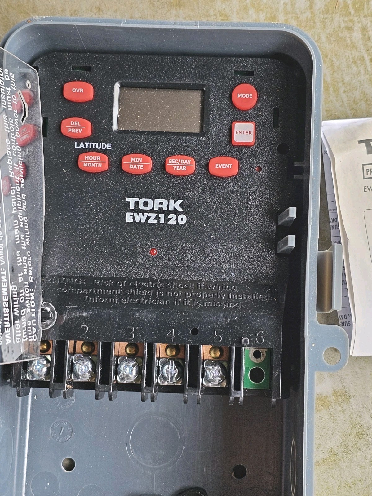 Tork EWZ120 Digital Time Switch Voltage Rating 120–277 VAC 50/60Hz READ