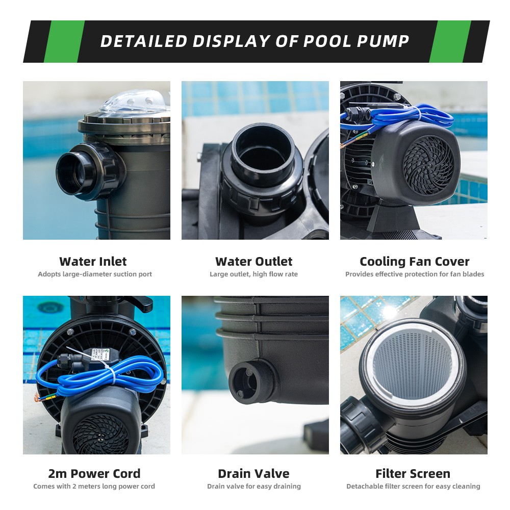 US STOCK DIFFUL 1.6HP Solar Hybrid Swimming Pool Pump AC/DC switching Controller