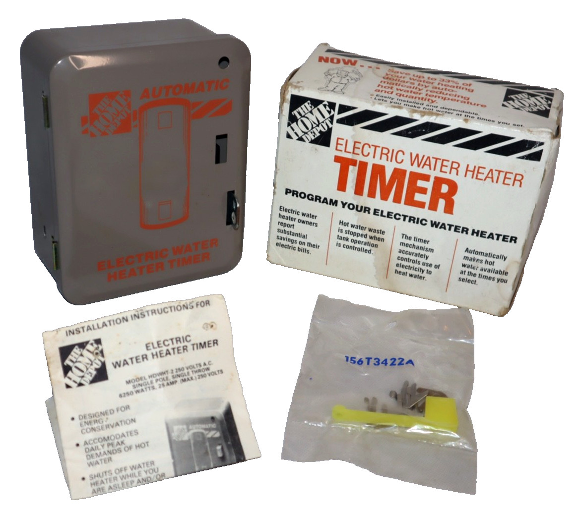 HOME DEPOT PROGRAMMABLE ELECTRIC WATER HEATER TIMER W/ BOX & PINS VTG HDWHT-2