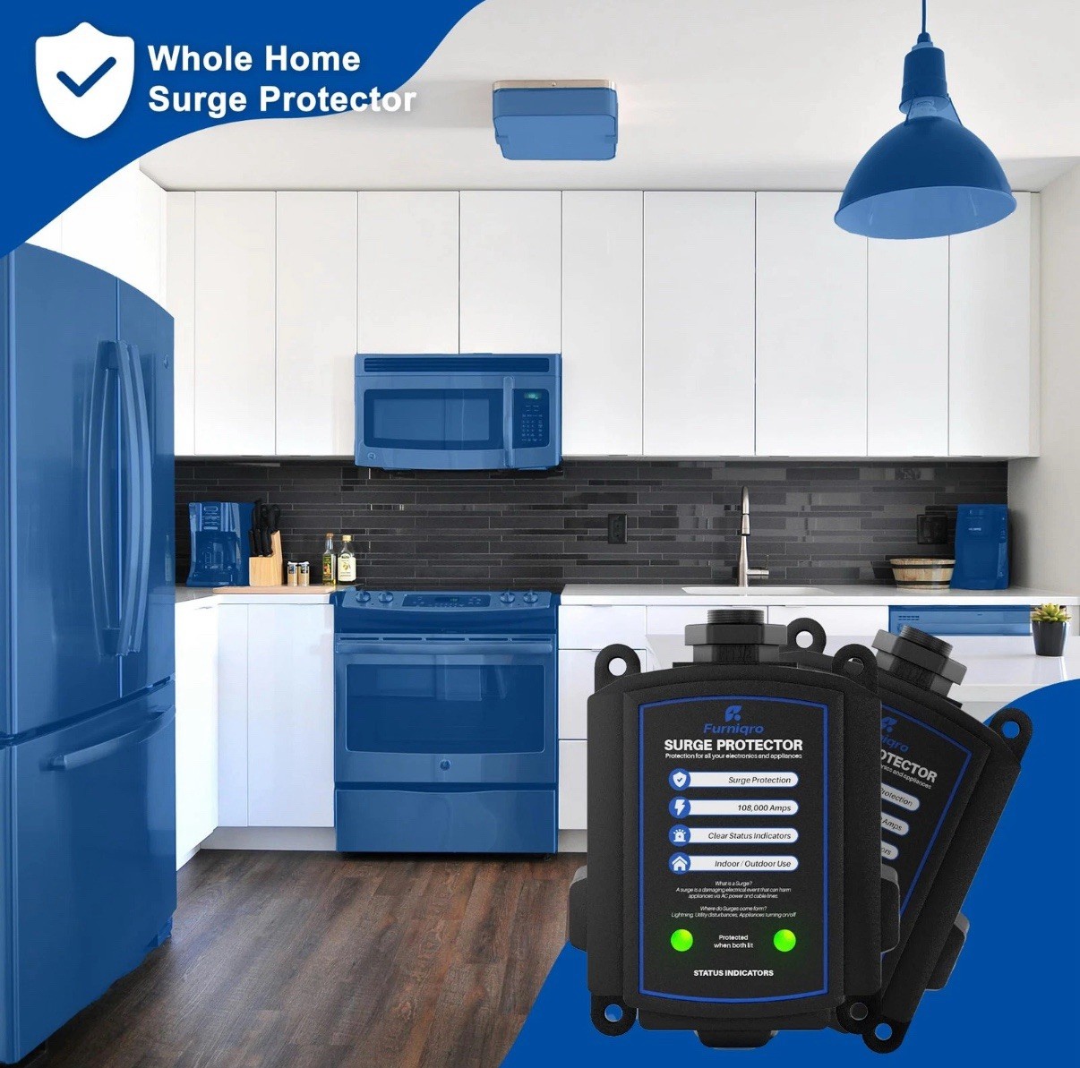 Whole House Surge Protector 108,000 Amps for Indoor/Outdoor Use, 120/240V