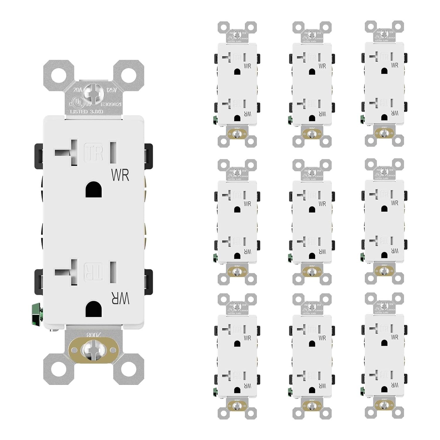 10 Pack White Electrical Outlets – Tamper & Weather Resistant Design