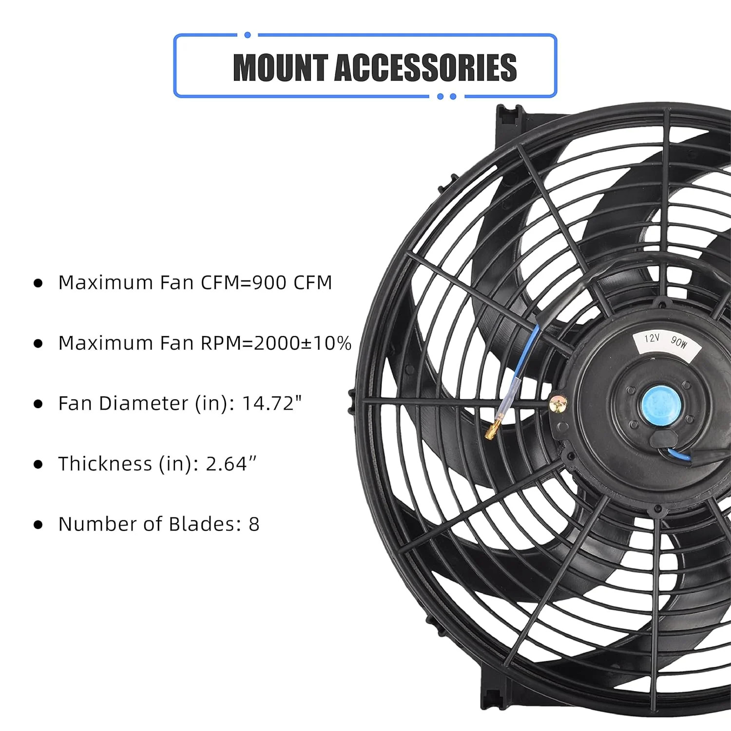14 Inch Slim Fan Push Pull Electric Radiator Cooling Fan Universal High Performa