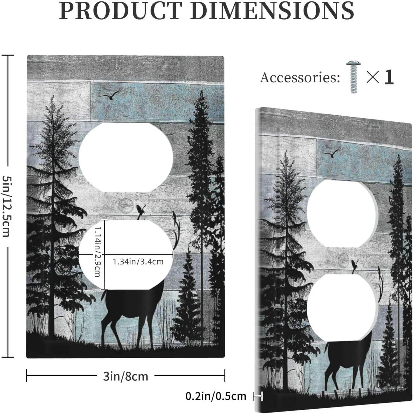 Forest Cabin Deer on Wooden Board 1 Gang Duplex Outlet Covers Faceplate Decorati