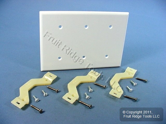 Leviton 88035 White 3-Gang 3-Blank, Plastic Standard Wallplate Cover Strap Mount