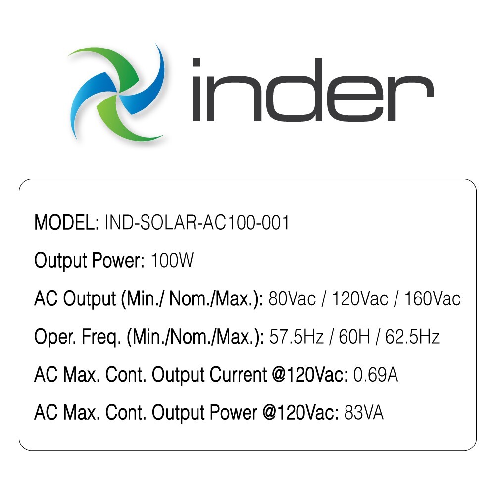 [INDER] Solar Panel Plug and Play: 100W 120V AC with micro inverter Kit Solar