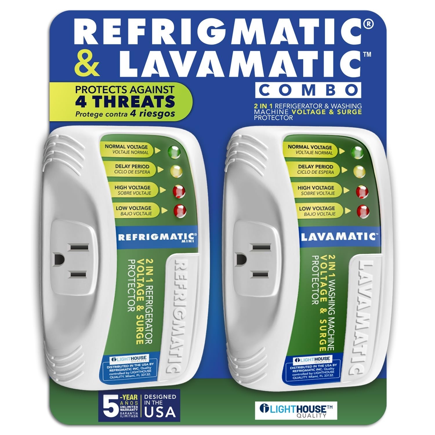 Voltage & Surge Protector Combo – Safeguard Refrigerator & Washing Machine from