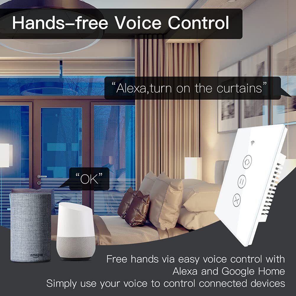 MOES WiFi RF Smart Curtain Switch Roller Blinds Shutter Touch Alexa Google APP
