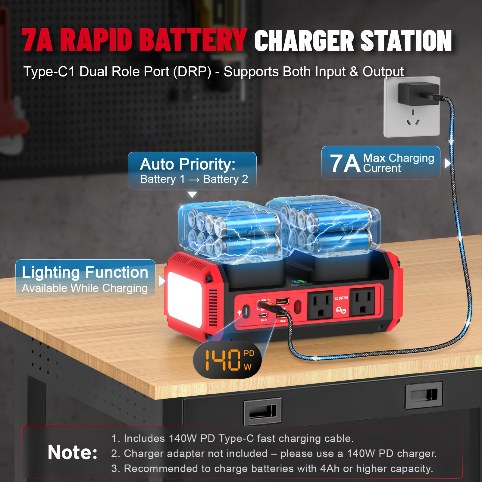 350W Dual-Battery Auto-Switch Power Inverter Pure Sine Wave for Milwaukee 18V