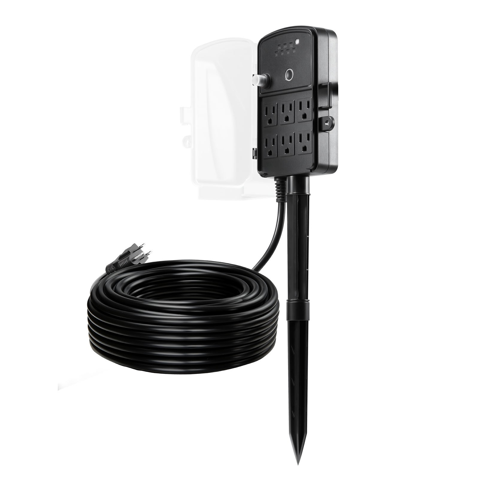 VEVOR Outdoor Power Stake Timer Waterproof Power Strip 6 Outlets 100FT Cord