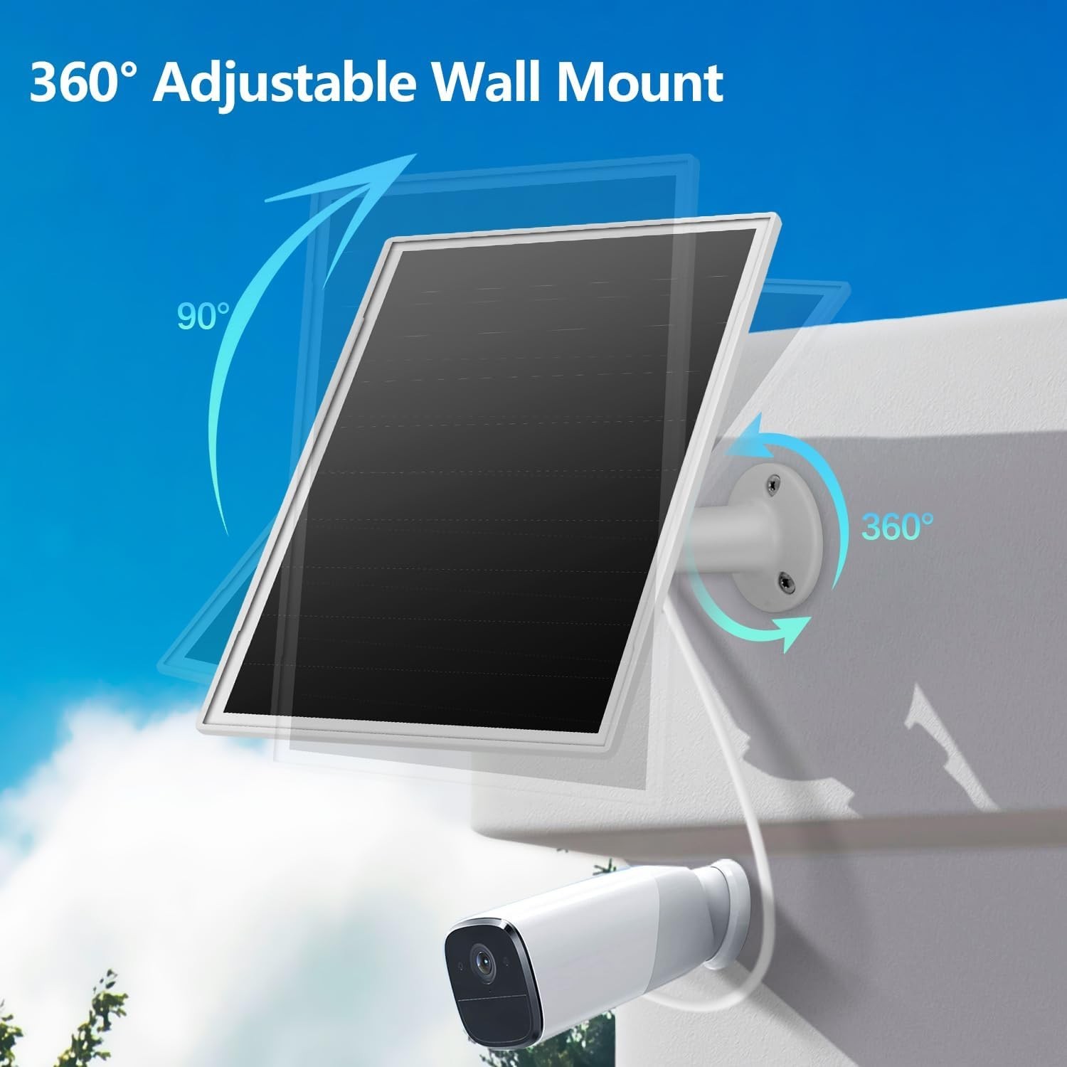 8W USB-C Solar Panel for Security Cameras, IP65 Waterproof Outdoor Solar Pane…