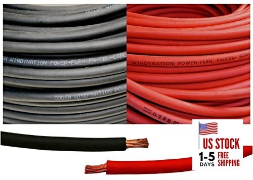 4 Gauge 4 AWG 5 Feet Black + 5 Feet Red 4 Gauge Cable 5 ft Black + 5 ft Red