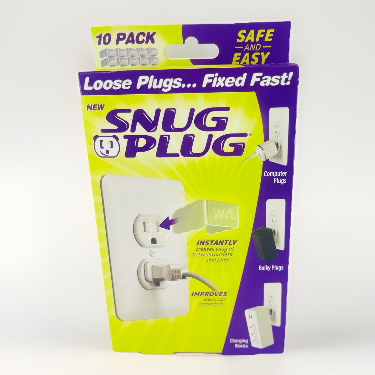 Snug Plug Loose Outlet Plug Fix & Outlet Insert Prevent Loose Plugs 10 pack