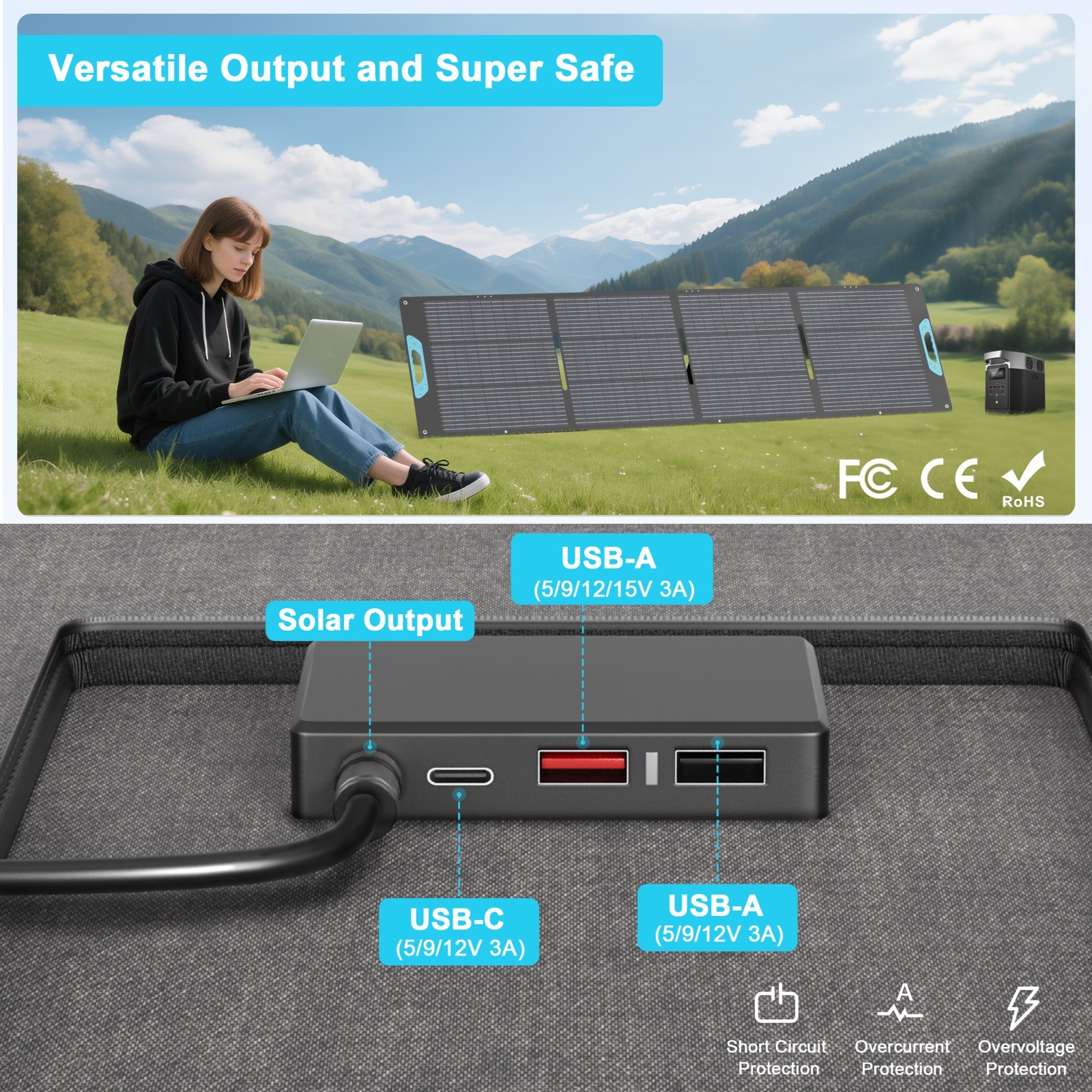 110W 220W 400W Portable Solar Panels for BLUETTI Elite 100 200 300 Power Station