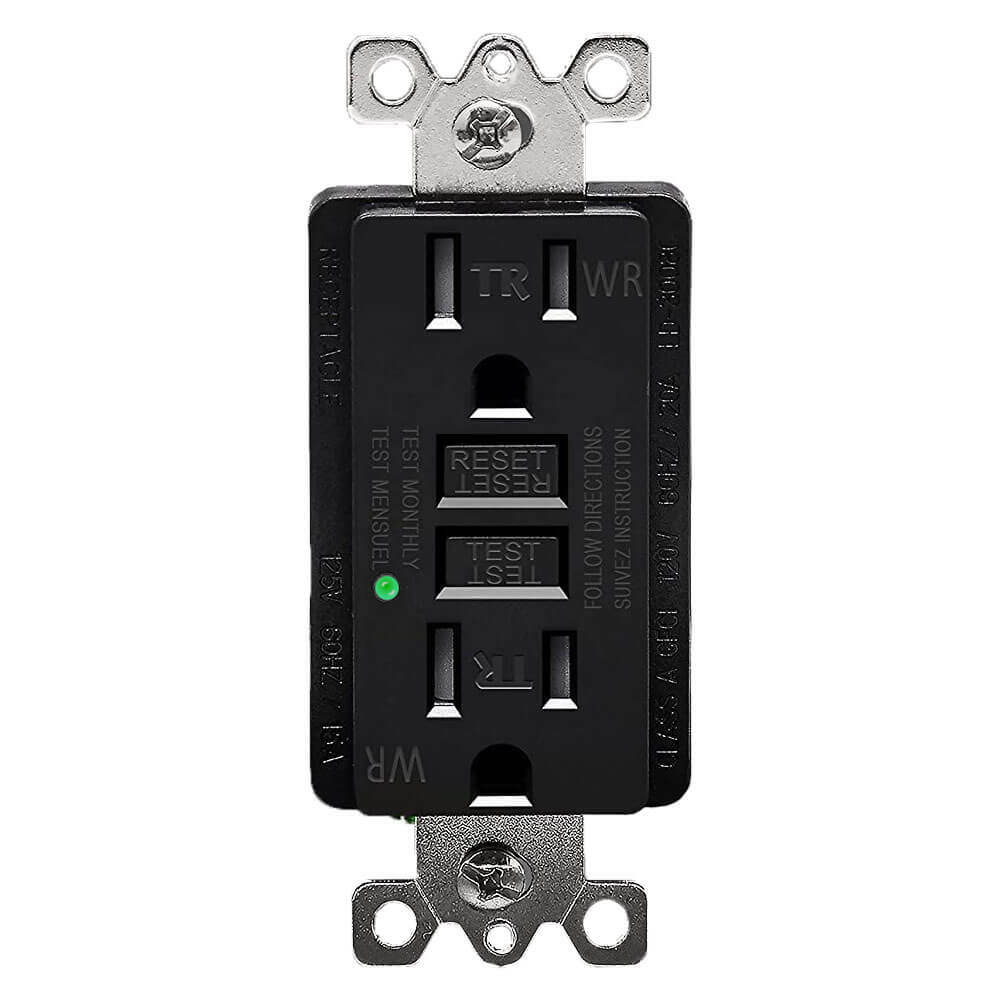 GFI GFCI Outlet 15 Amp Tamper-Resistant TR WR LED Indicator Receptacle w/ Plates