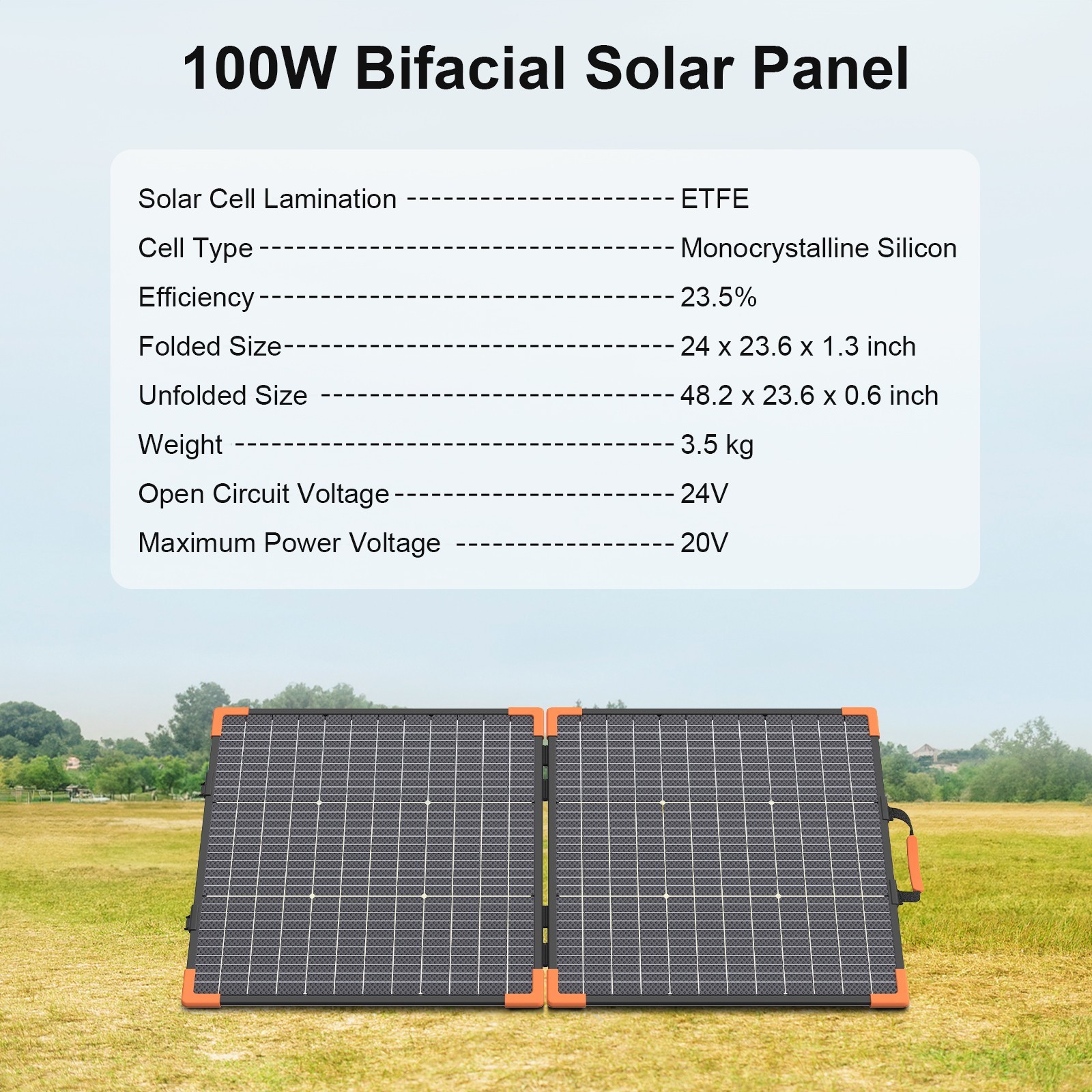 MHPOWOS 100 watt Bifacial Portable Solar Panel for Jackery Explorer 1000 v2