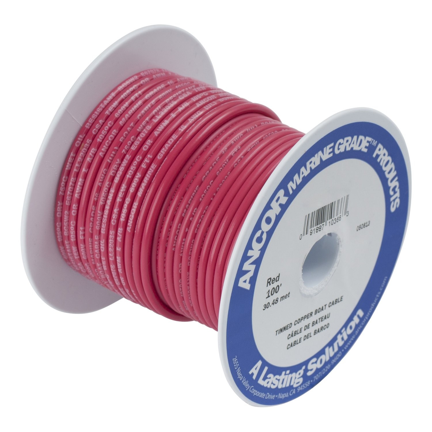 ANCOR 100 Feet Red 16 AWG Marine Grade Electrical Wire for Harsh Environments
