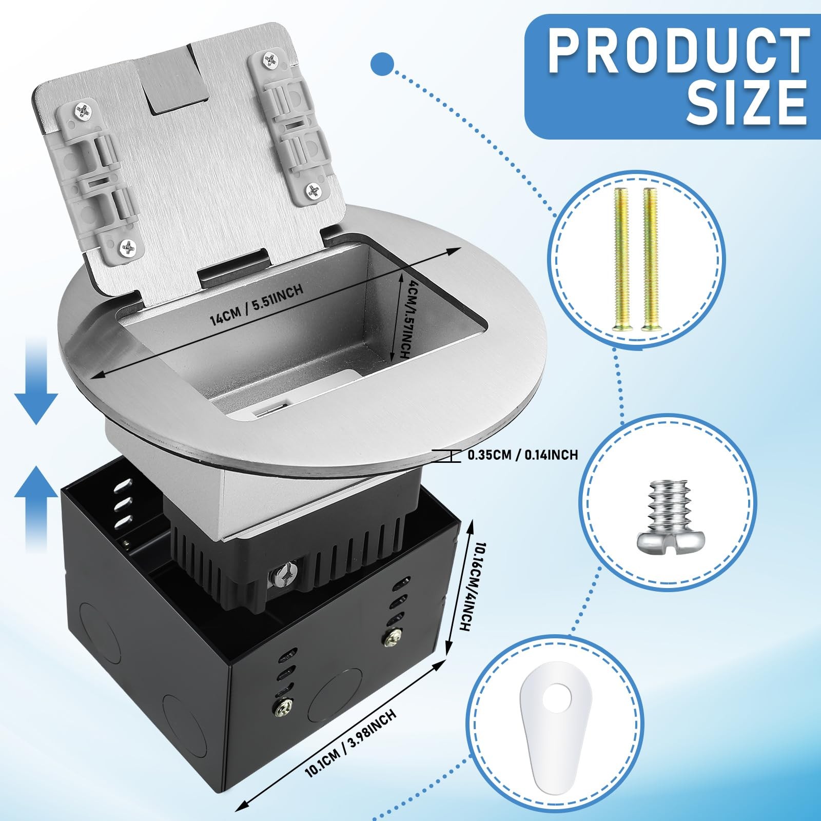 Kanayu 2 Pack Recessed Floor Outlet 3.98X 3.66X 4 1-Gang 4.8A Usb Chargers 20