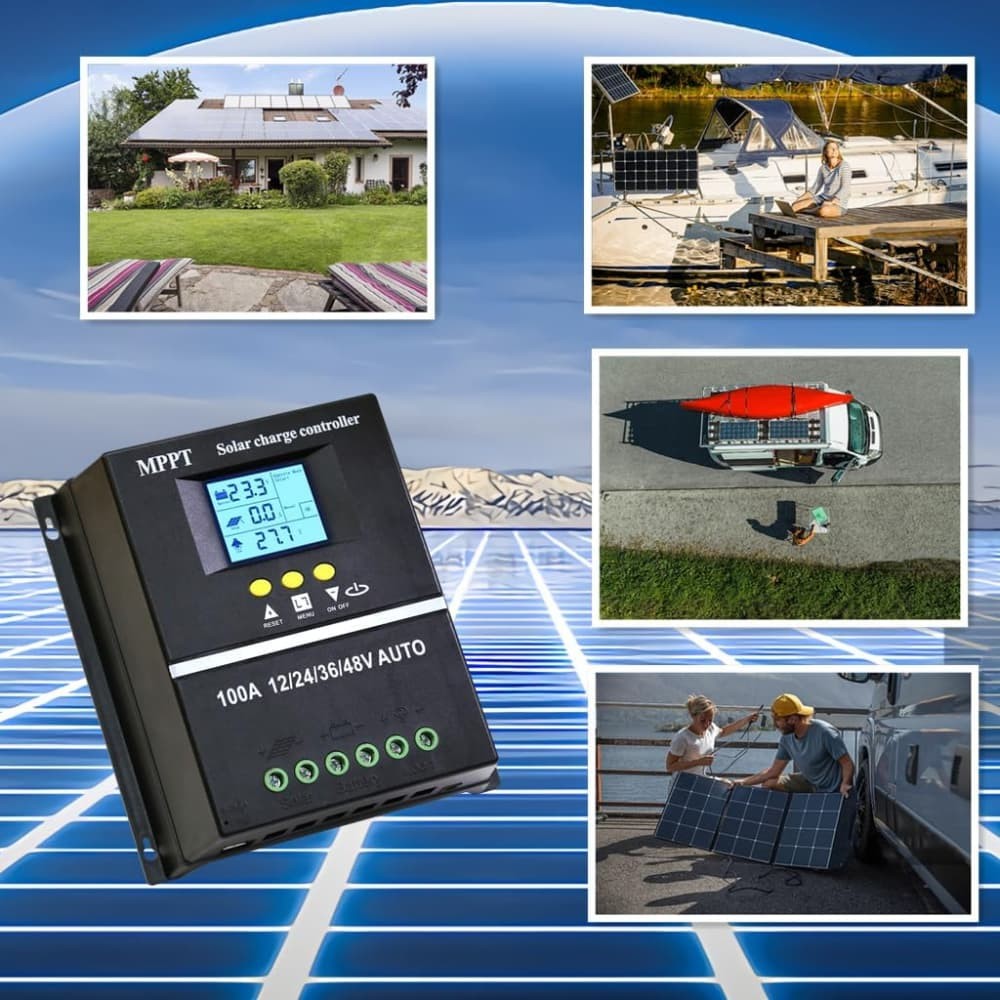 2x 100A MPPT Solar Charge Controller LCD Display Battery Intelligent Regulator