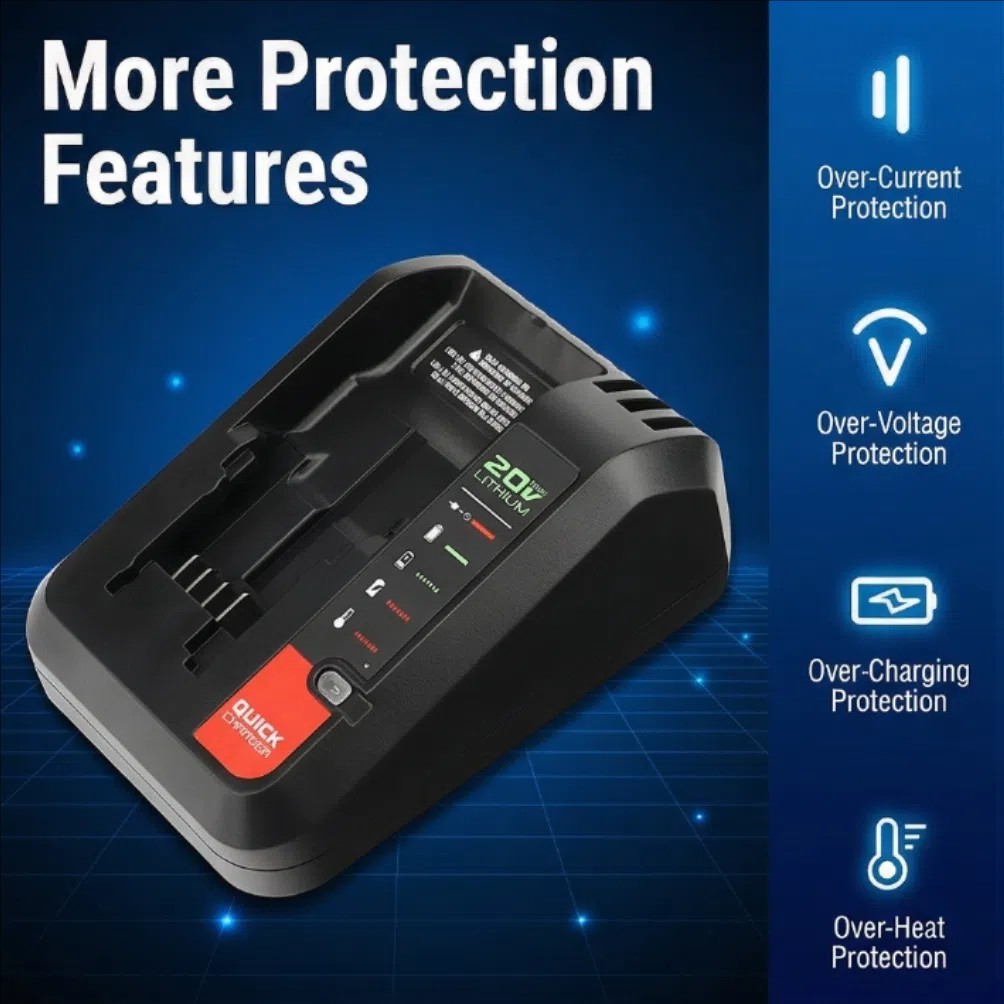 Quick Charger For BLACK+DECKER 20V MAX Lithium Battery Charger BDCAC202B