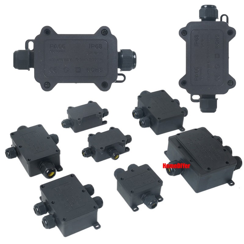 Nylon Waterproof Junction Box Case IP68 Electrical Cable Wire Connector Outdoor