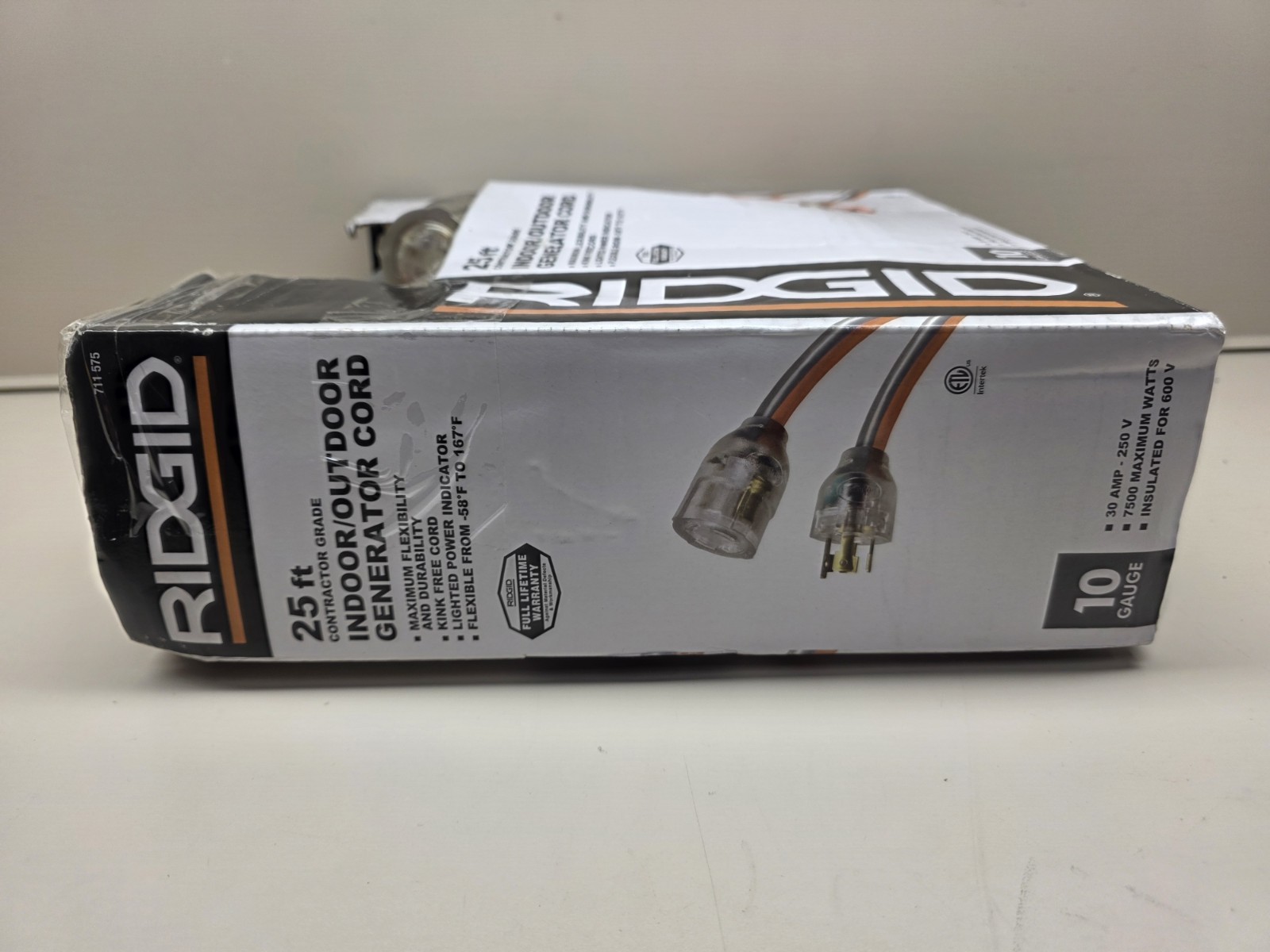 RIDGID 25′ 10/4 Heavy Duty Outdoor L14-30 Amp Generator Extension Cord, Orange