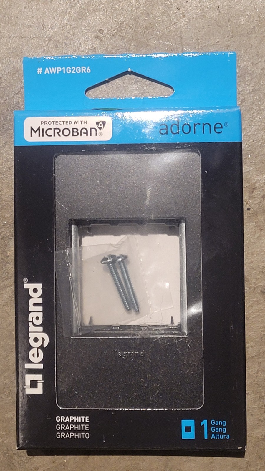 Legrand adorne AWP1G2GR6, 1 Gang, Graphite Wall Plate, 6 Pack, AWP1G2GR6-6PK