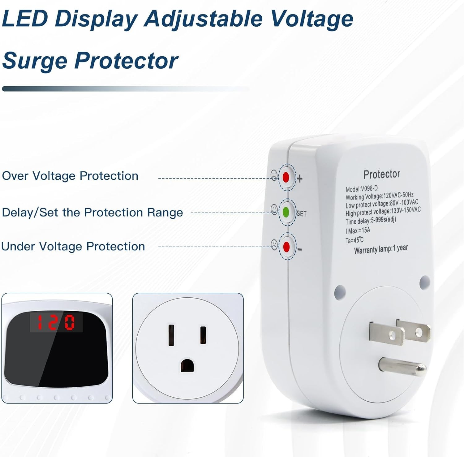 Surge Protector Outlet Voltage Regulator Surge Protector For Refrigerator/tv/pc/
