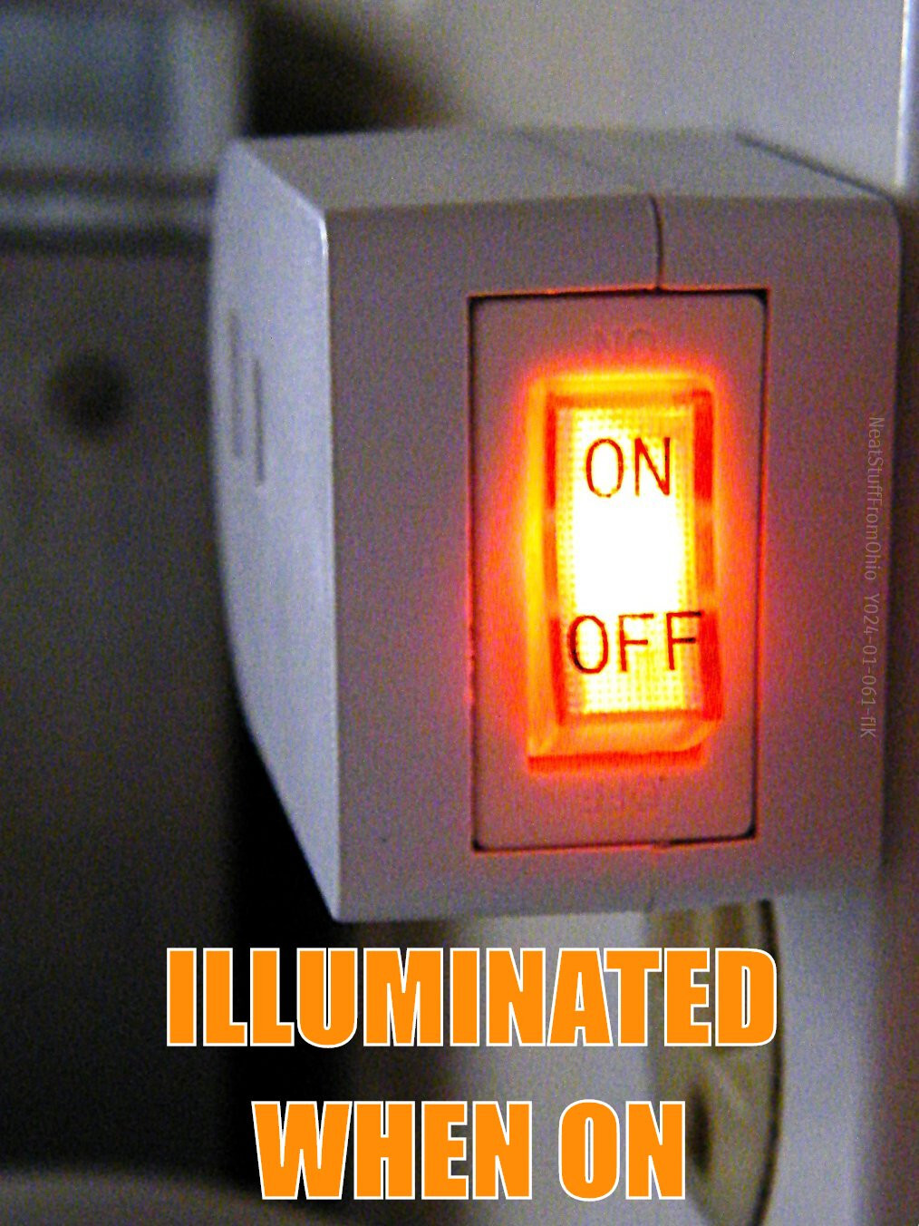 PLUG-IN POWER SWITCH, ON/OFF, TWO-PRONG, POLARIZED, ILLUMINATED, 125VAC