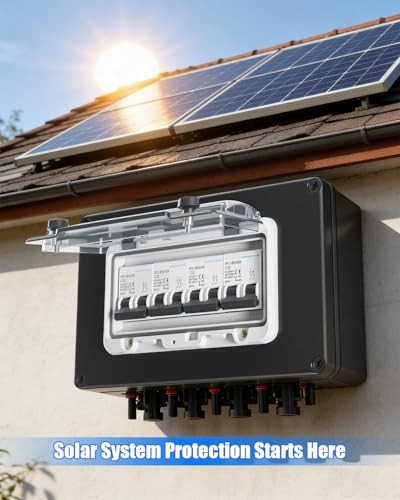 32A Solar DC Circuit Breaker Box 4 Strings, 12–1000V Solar Panel Disconnect