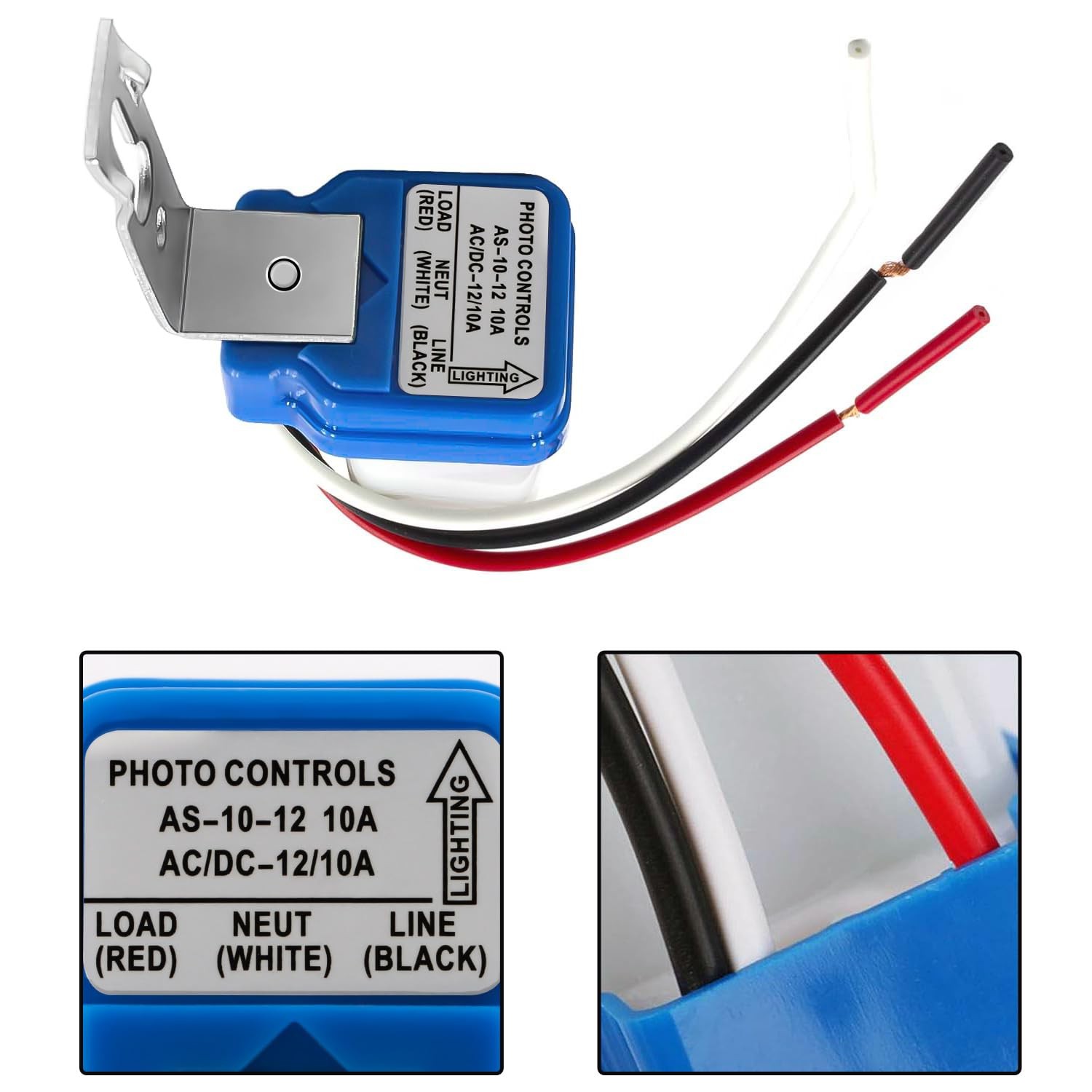 2 Pack AC DC 12V 10A Auto On/Off Photocell Light Switch Photocell Photo Switch