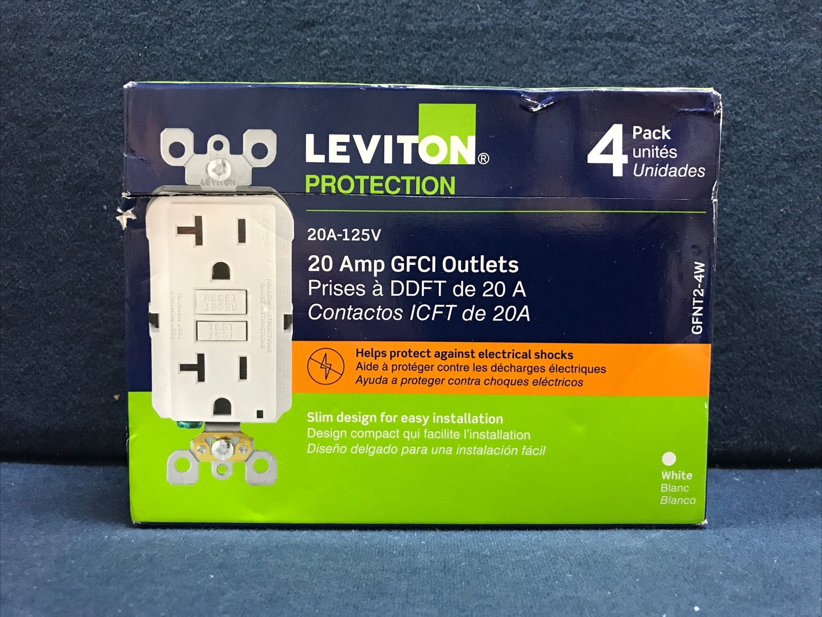 Leviton M32-GFNT2-4W GFCI Outlet- 4 Pack